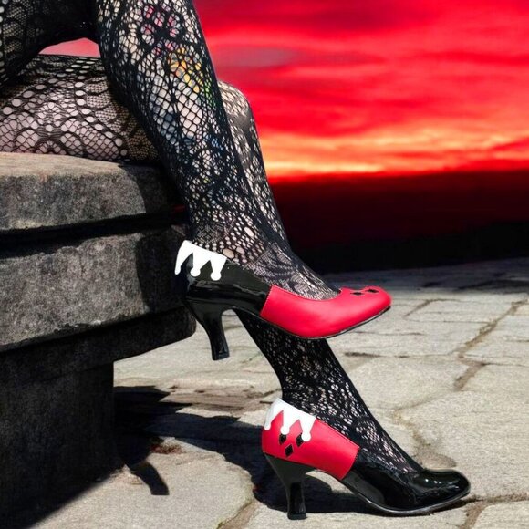 Funtasma Harley Quinn Heels | 9M Red Black White Patent NWT Cosplay Mischief - Picture 3 of 13